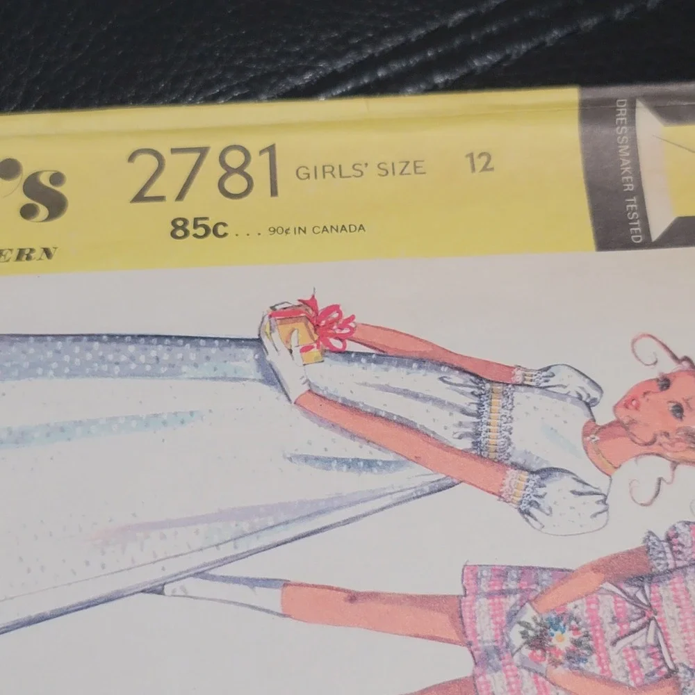 Vintage 1970s McCall's 2781 Girls High Waist Dress Sewing Pattern Size 12 Cut